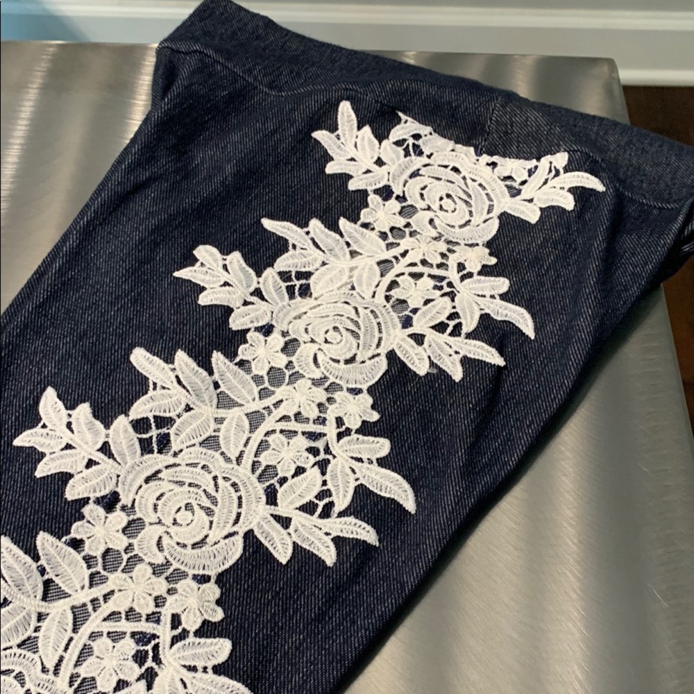 Mapale Stretch Denim & Lace Leggings OS